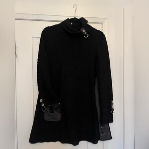 Textured Black Long Sleeve Dress